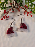 Handpoured Resin Christmas Santa Hat Earrings