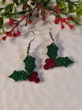 Handpoured Resin Christmas Holly Earrings