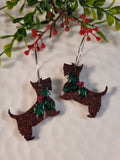 Handpoured Resin Scottish Terrier Christmas Earrings