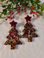 Handpoured Resin Christmas Tree Statement Earrings