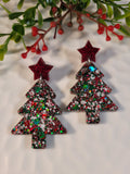 Handpoured Resin Christmas Tree Statement Earrings