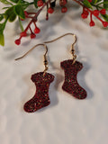 Handpoured Resin Christmas Stocking Earrings