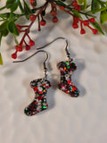 Handpoured Resin Christmas Stocking Earrings