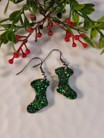 Handpoured Resin Christmas Stocking Earrings