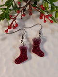 Handpoured Resin Christmas Stocking Earrings