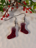 Handpoured Resin Christmas Stocking Earrings