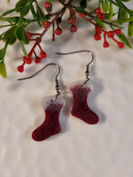 Handpoured Resin Christmas Stocking Earrings