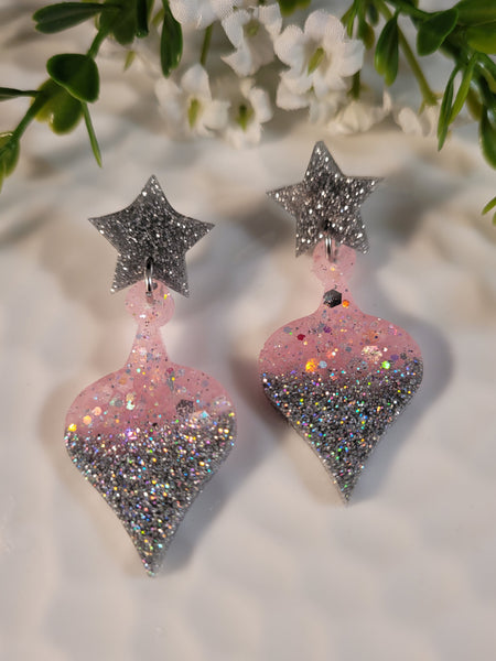 Handpoured Resin Christmas Bauble Earrings