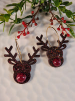 Handpoured Resin Rudolf Reindeer Earrings