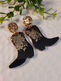 Handpoured Resin Cowgirl Boot Statement Earrings