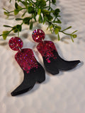 Handpoured Resin Cowgirl Boot Statement Earrings