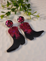 Handpoured Resin Cowgirl Boot Statement Earrings