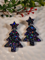 Handpoured Resin Christmas Tree Statement Earrings