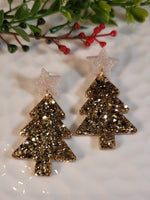 Handpoured Resin Christmas Tree Statement Earrings