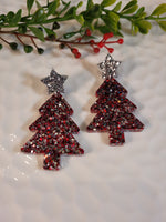 Handpoured Resin Christmas Tree Statement Earrings